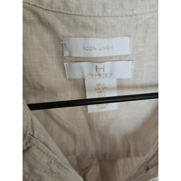 Halston Womens Small 100% Linen Sleeveless Dress Beige Resort Vacation Old Money - Picture 4 of 9
